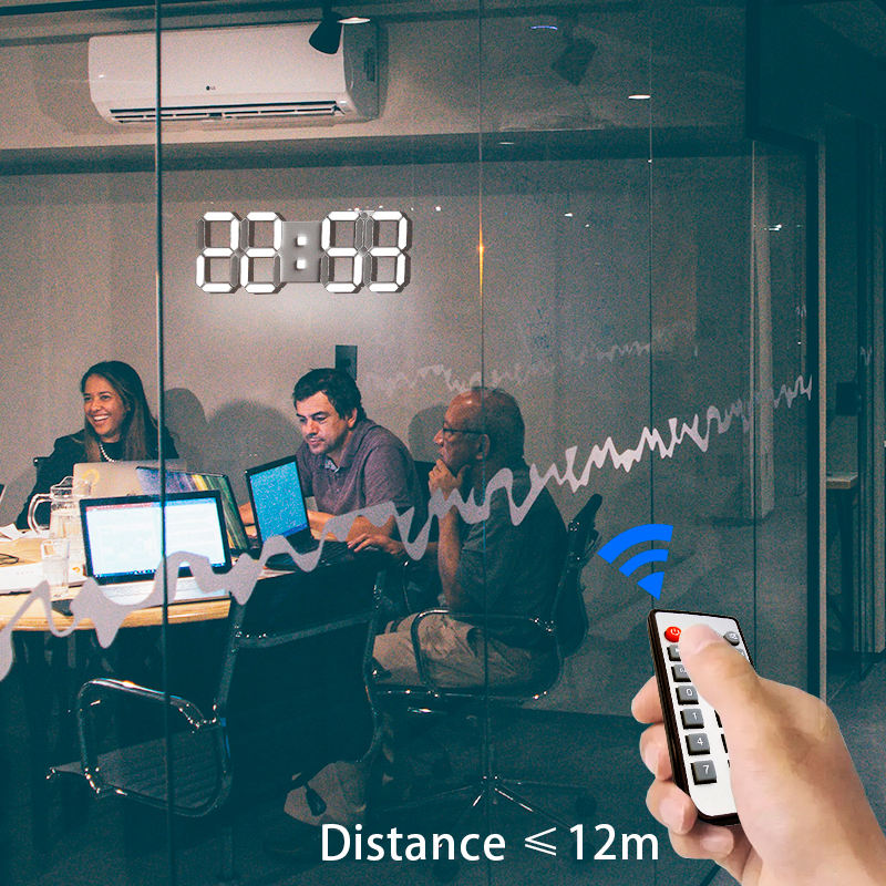 EMAF 15 Inch 3D LED Digital Wall Clock with Remote